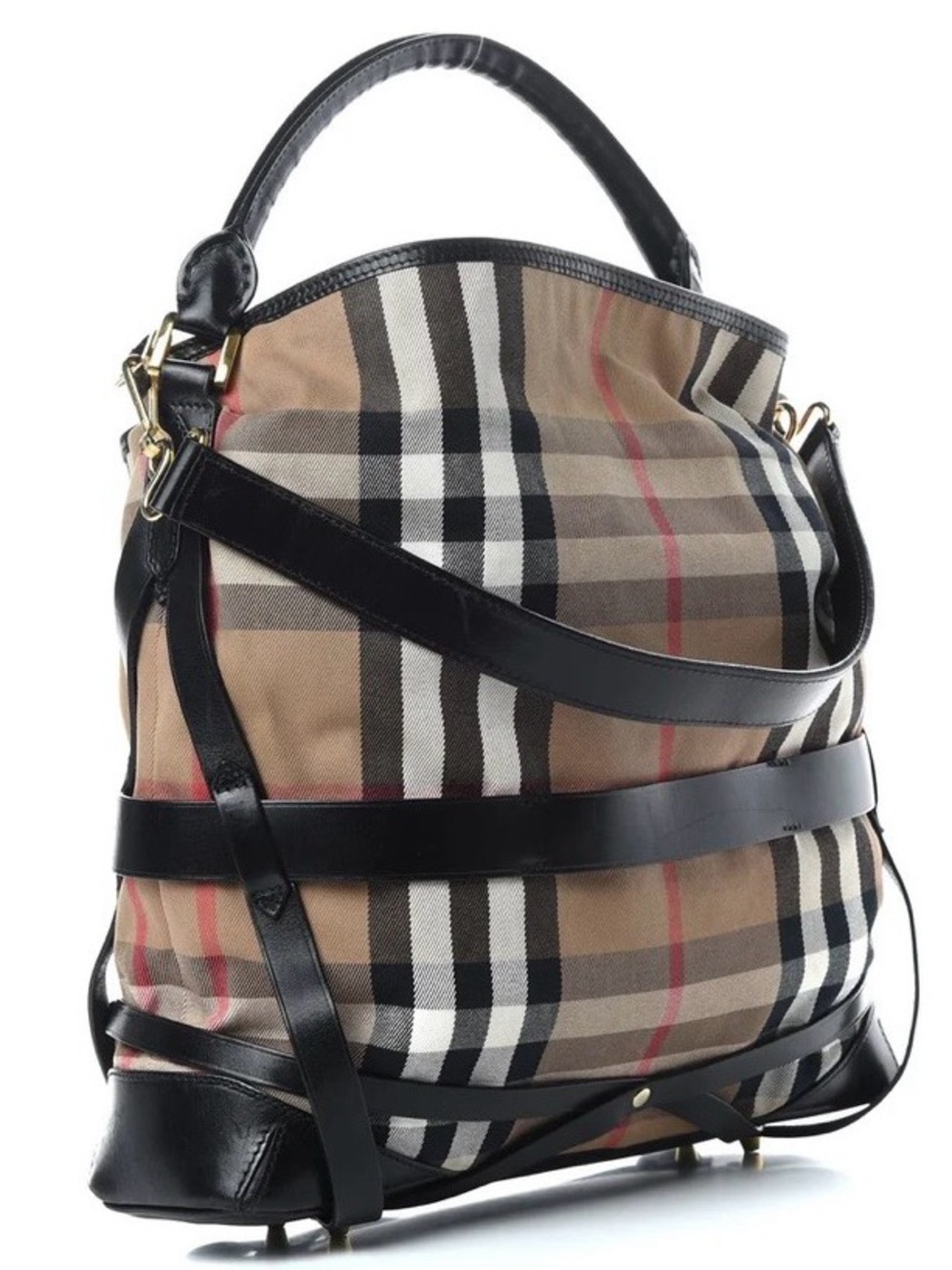 Burberry Bridle Whipstitch House Check Gosford Hobo Bag in Black - Authentic - Picture 3 of 8